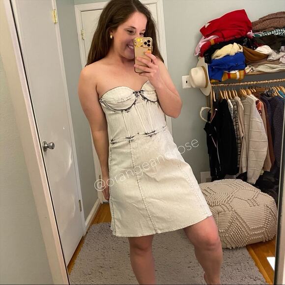 NWT Ksenia Schnaider Corset Mini Dress Paint in Crackled White Bustier M/L - Picture 8 of 11